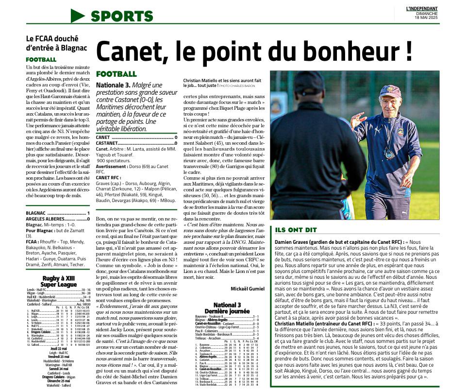 Revue de presse Canet RFC